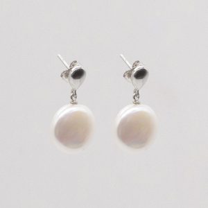 Cardea Baroque A grade white freshwater drop pearl earrings in sterling silver