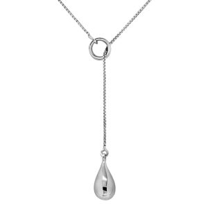 Italian crafted teardrop slider necklace in sterling silver 16”+ 2"