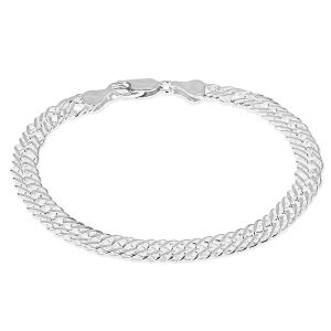 Double curb link bracelet in sterling silver 7.5”