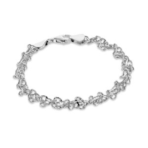 Double curb twisted link bracelet in sterling silver 7.5”