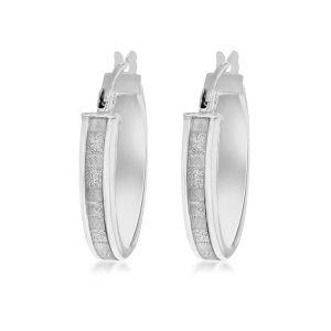 Stardust finish round creole hoop earrings in sterling silver