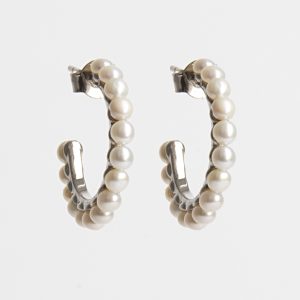 Nova A grade white freshwater pearl 3/4 hoop earrings