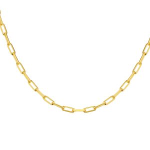 Italian crafted paper clip necklace in 18K gold plated sterling silver 22"