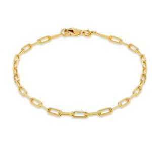 Italian crafted paper clip bracelet in 18k gold plated sterling silver 7.5"