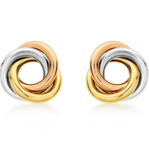9k Tri-Colour Knot Stud Earrings