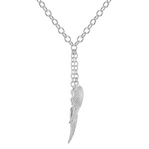 Sterling Silver Double Angel Wings Necklace 16-18"