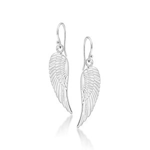 Sterling Silver Angel Wings Drop Earrings