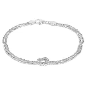 Italian crafted double popcorn chain knot bracelet in sterling silver 7.5"