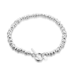 Italian crafted interlinked T-Bar bracelet in sterling silver 7.5"
