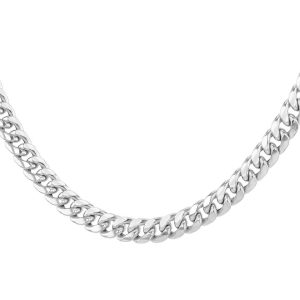 Italian Crafted Gents Sterling Silver Rounded Cuban Necklace 22"