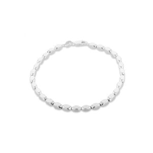 Italian crafted rounded-rectangular beaded bracelet in sterling silver 7.5"