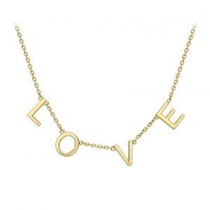 Italian crafted 9k gold L.O.V.E necklace 15 - 17"