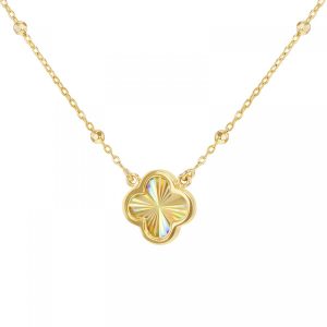 Faith & Brown 9k gold 'Luce' adjustable clover necklace 17-18"