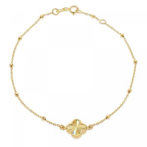 Faith & Brown 9k gold 'Luce' adjustable clover bracelet 7-7.5”
