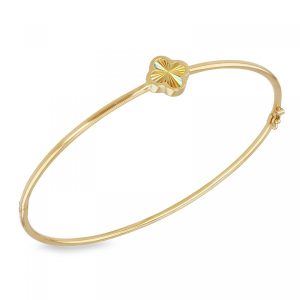Faith & Brown 9k gold 'Luce' clover bangle