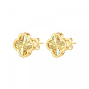 Faith & Brown 9k gold 'Luce' clover stud earrings
