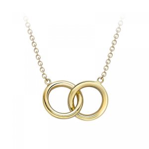 Faith & Brown Italian crafted 9k linked rings necklace 17-18"
