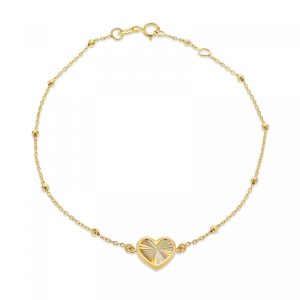 Faith & Brown 9k gold 'Luce' adjustable heart bracelet 7-7.5"