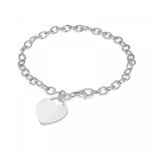 Faith & Brown Italian crafted Heart Belcher bracelet 7.5" in sterling silver